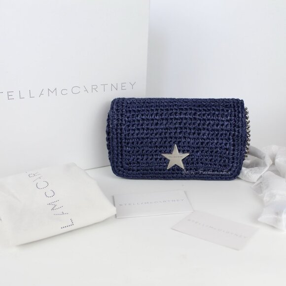 NEW STELLA MCCARTNEY Star Faux Raffia Chain Shoulder Bag - Picture 2 of 16